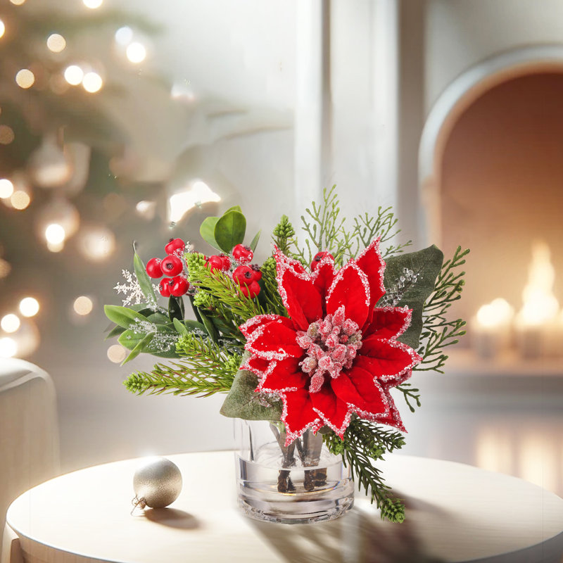 Arrangement de poinsettia glacé 9 po
