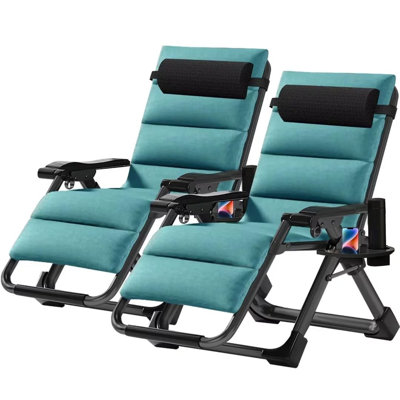 2 Pack Zero Gravity Chair, Adjustable Reclining Lounge Chair with Cushion,Headrest,Cup Holder