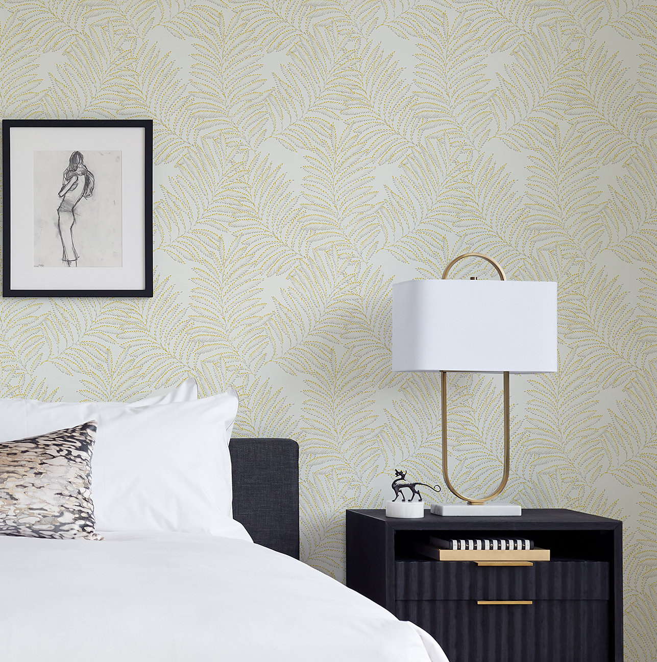 Palmina Modern Floral Wallpaper, Yellow
