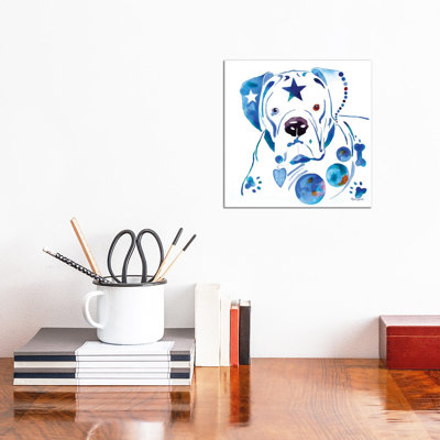 «Boxer Dog White» par Jo Lynch - peinture sur toile tendue