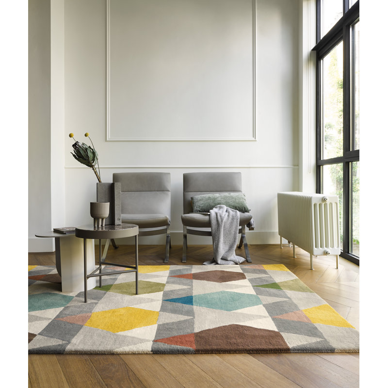 Hand Tufted Wool Geometric Area Rug, Rectangle 6'7" x 9'2"