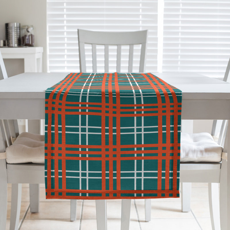 Paid Polyester Table Runner, 72" L x 16" W, Aqua/Orange