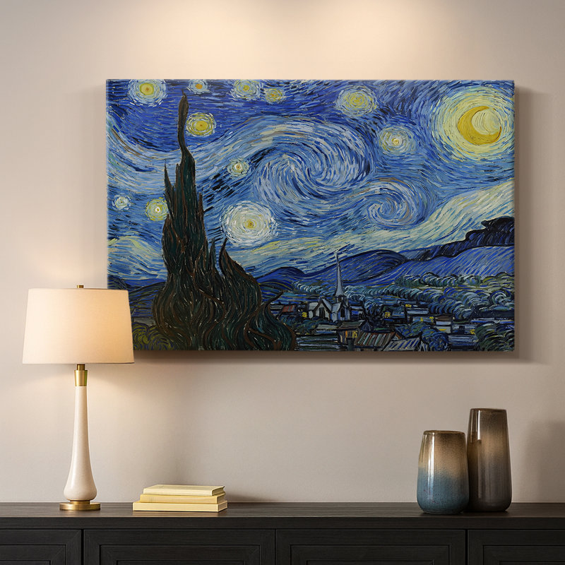 La nuit étoilée-Vincent van Gogh-Toile tendue avec châssis-1889, 24 x 36