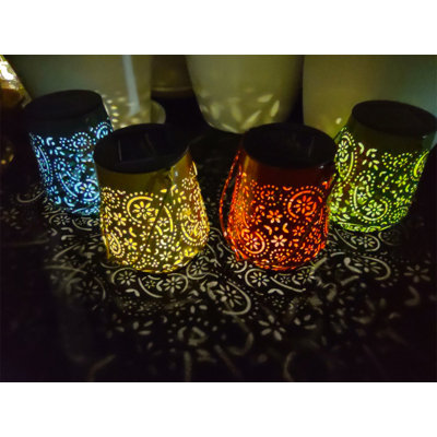 Augustonovich Multicolour 13Cm H Solar Powered Integrated LED Outdoor Lantern