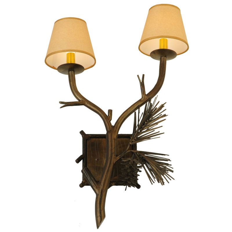 Rustic Lodge Candle Wall Light, 26" H x 16" W x 7" D