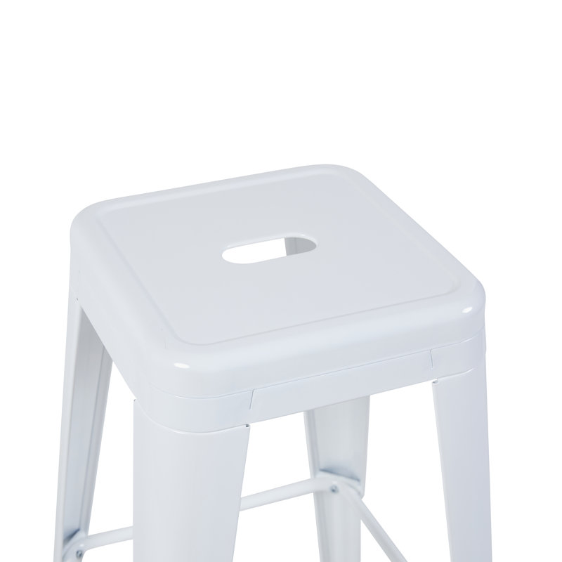  Ensemble de 2 tabourets de comptoir en métal de 24 po, ensemble de 2 tabourets empilables intérieur / extérieur, blanc, 2