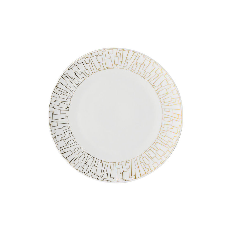 TAC Porcelain Salad/Dessert Plate, White/Gold