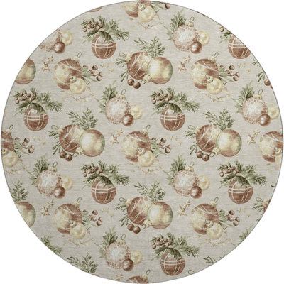 Premium Machine Washable Ingrassellino AMF1828 Christmas Balls Rug