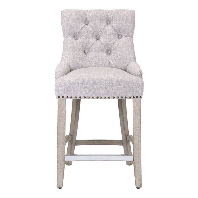 Tabouret de comptoir rembourré en tissu de lin, Tabouret de comptoir (siège d’une hauteur de 24