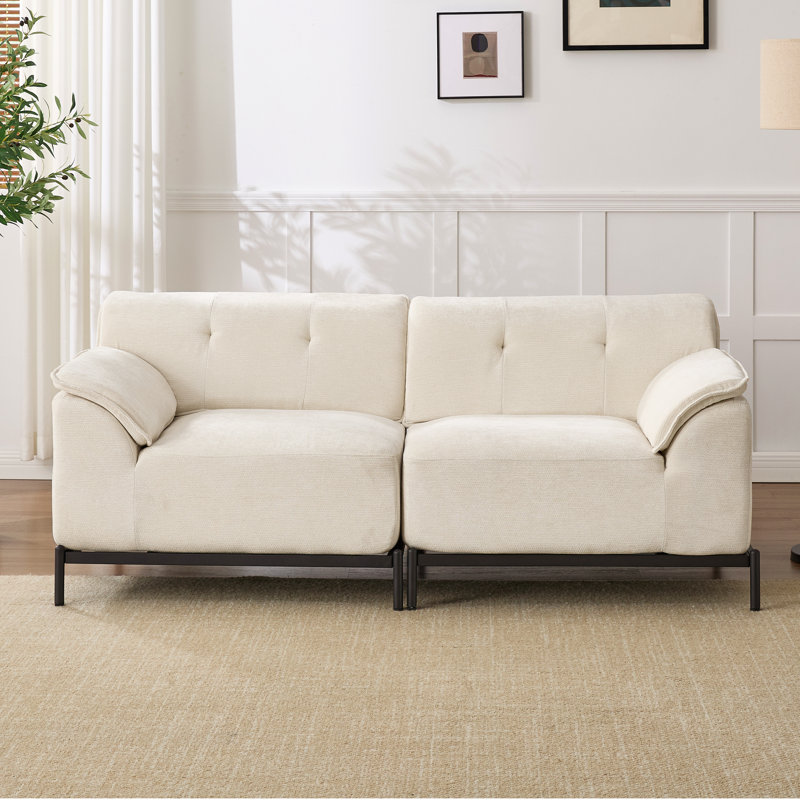 70.9" Upholstered Loveseat, Beige Chenille