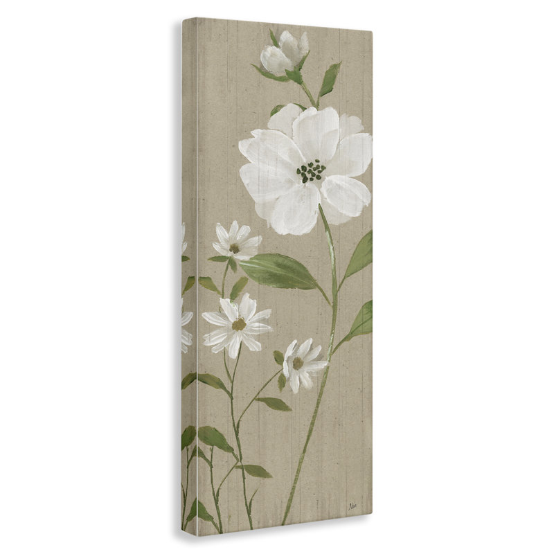  Coquelicots sur toile beige neutre par Nan, H 30 po x l 13 po