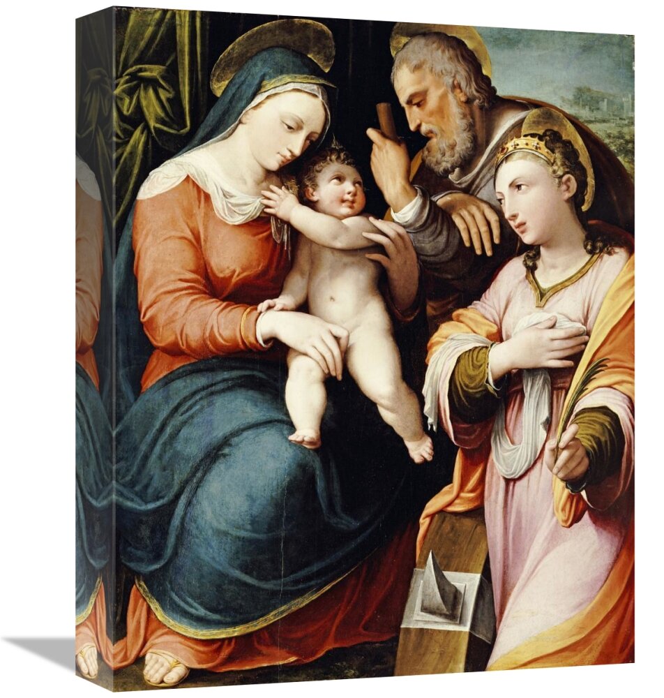 Bless international The Holy Family With Saint Catherine On Canvas