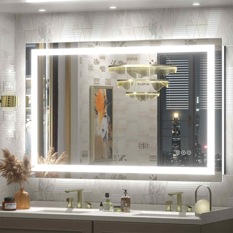 Miroir de salle de bain / de meuble-lavabo à DEL en verre trempé anti-buée certifié UL - Basics by Wayfair ™, 48 po x 30 po