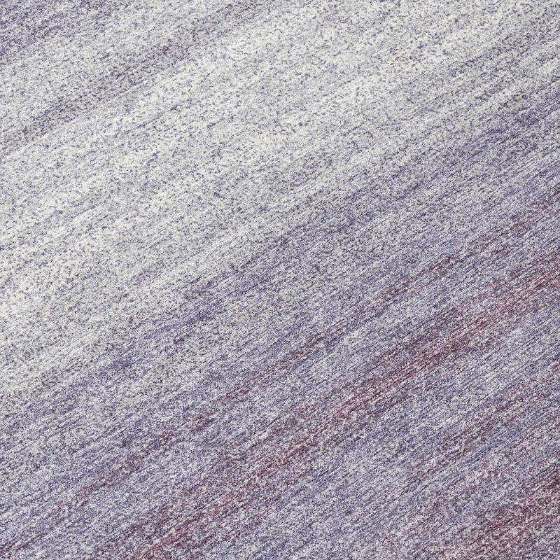 Lavender Ombre Stripe Washable Synthetic Indoor/Outdoor Rug