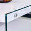 Table basse à double couche rectangulaire avec pieds en verre trempé transparent, table de bout moderne élégante avec plateau en panneau de fibres à densité moyenne et autocollants à grain blanc pour le salon-365547734