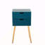 Ensemble de 2 tables de chevet avec 2 tiroirs, table de chevet en bois de style Mid-Century pour le salon des chambres à coucher, table de bout avec canapé, bleu