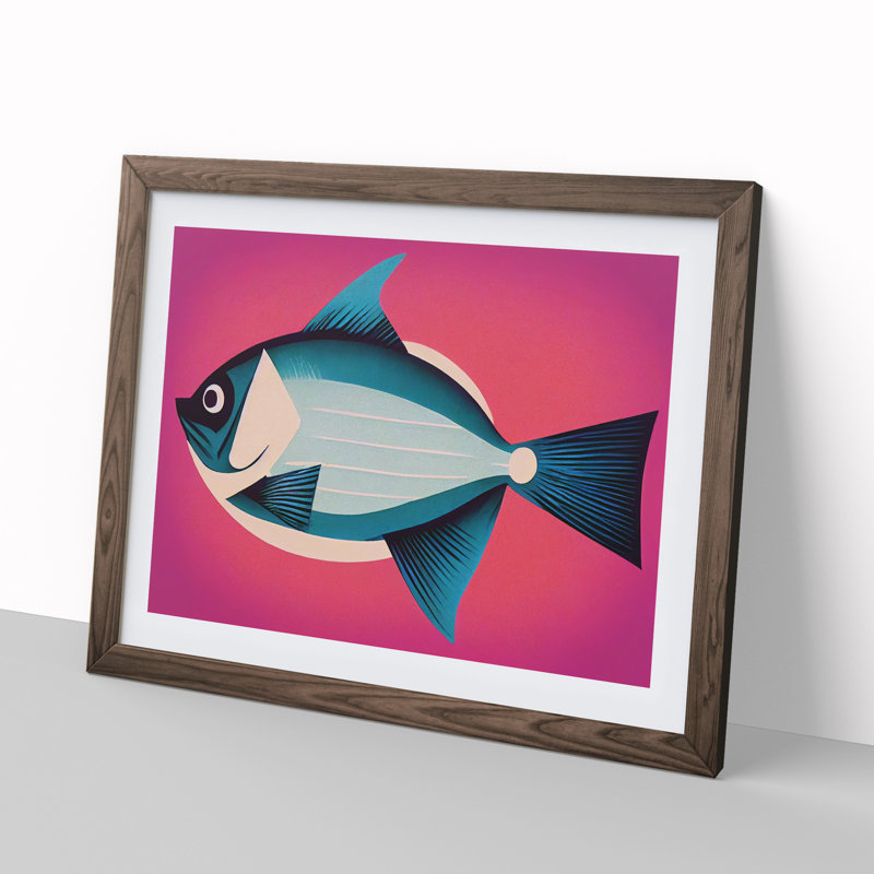 XH1022-1703X Brilliant Fish - Single Picture Frame Print, 46cm H x 64cm W x 2cm D, Walnut Framed