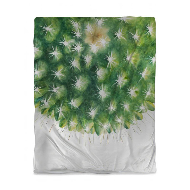 Housse de couette botanique exotique verte - Mini cactus aquarelle