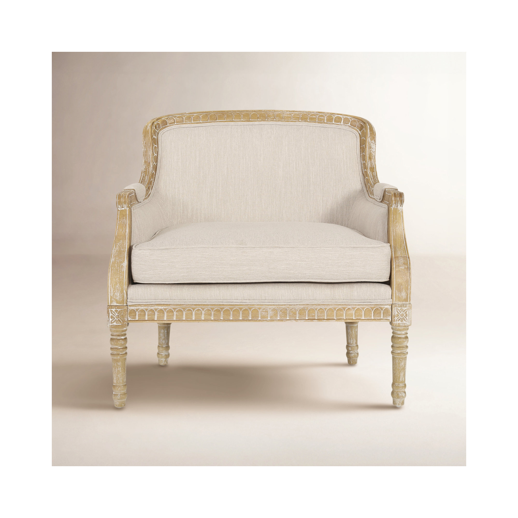 Charney Upholstered Club Chair, Beige 100% Polyester