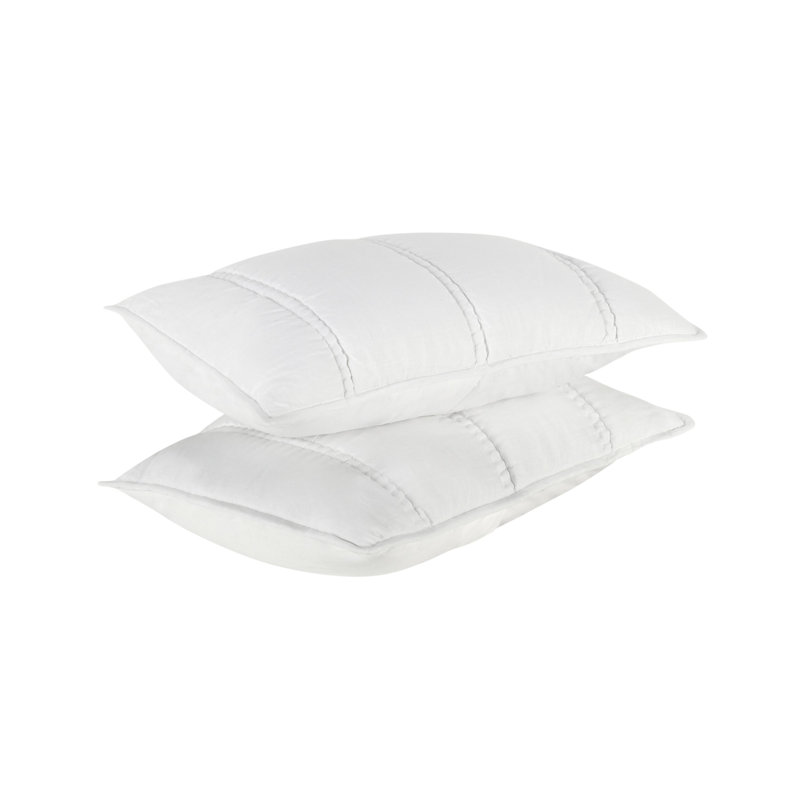 Rowen Sustainable Fabric Beige Standard Sham, Queen, White