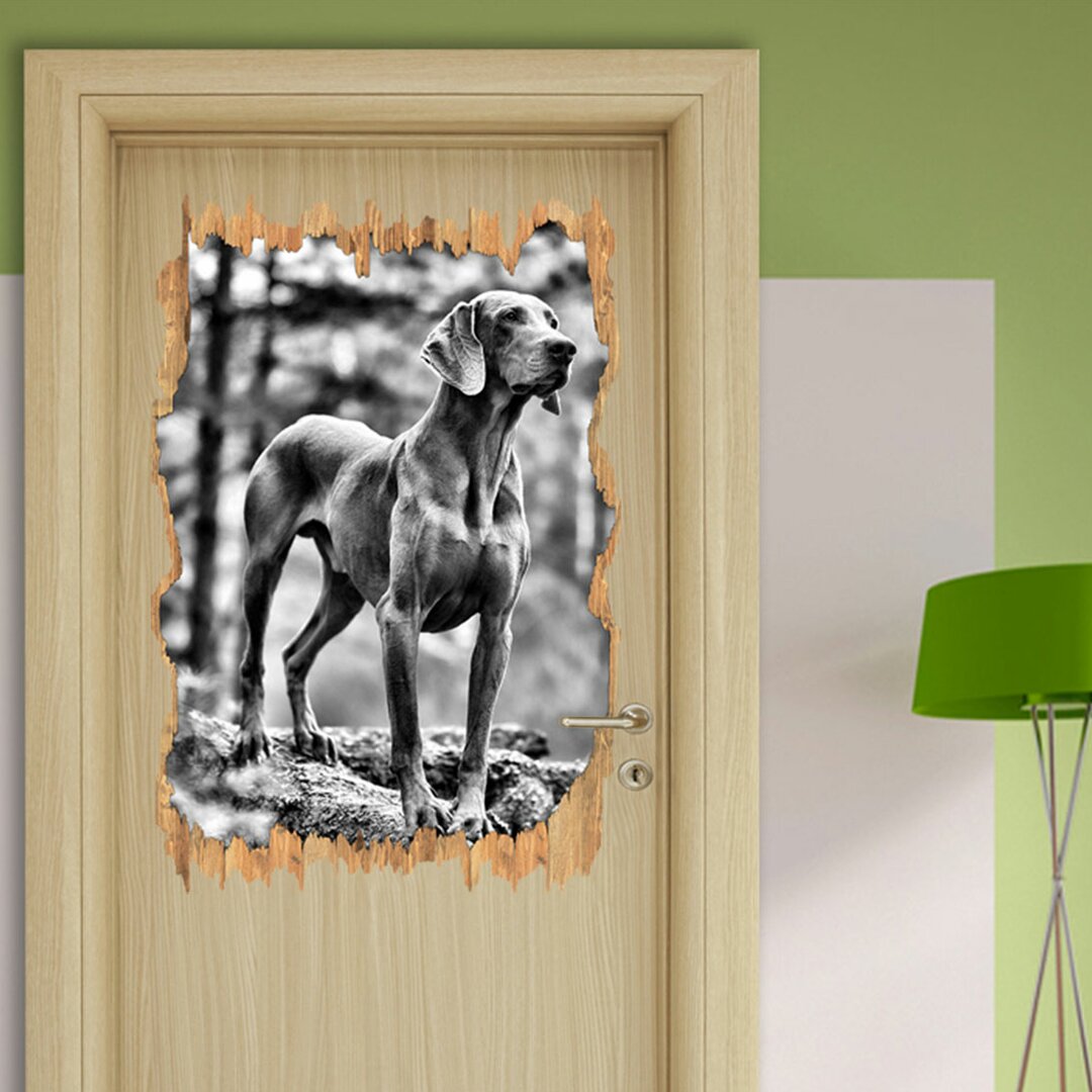 Wandtattoo Edler Weimaraner im Wald in Monochrom