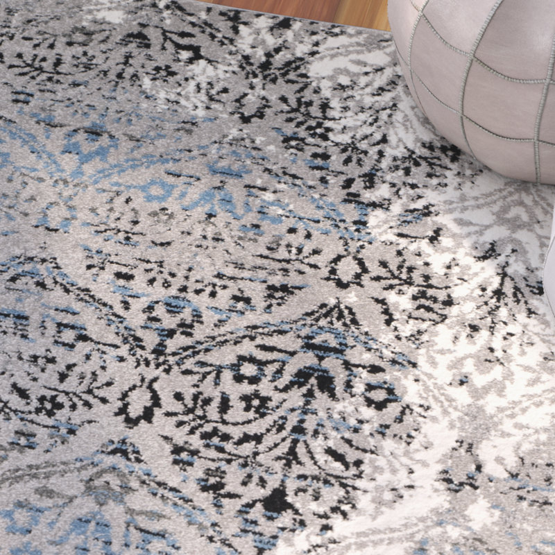 Tapis gris / bleu Annette, Rectangle 4 pi x 6 pi