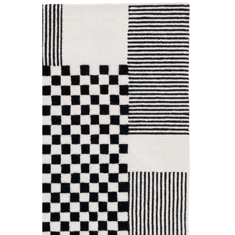 Hertha Wool Checkered Indoor Rug, Rectangle 4' x 6'