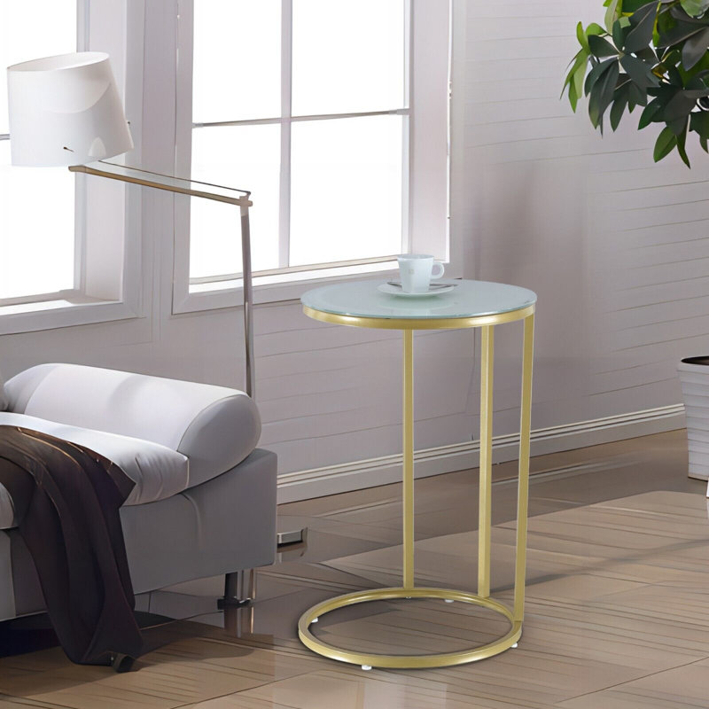 Heston C Table, Gold, White
