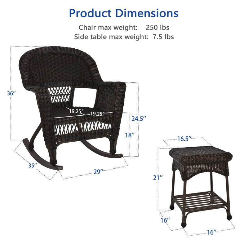 Starner 2 - Person Patio Conversation Set with Cushions, Espresso, No Cushion