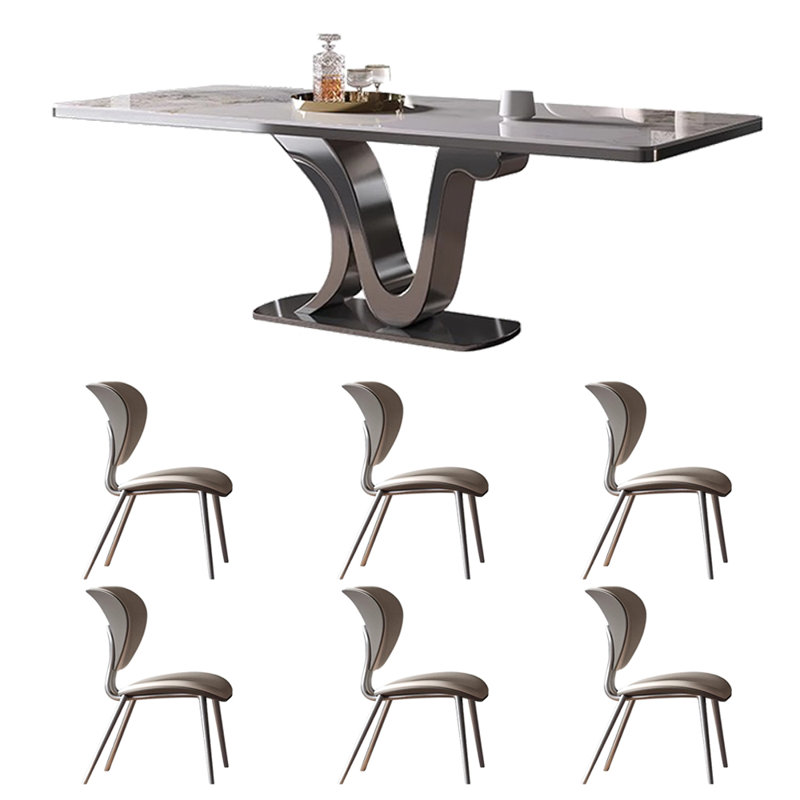 Table et chaise de luxe domestique, H 29,5 po x L 78,7 po x l 35,4 po, Blanc / brun