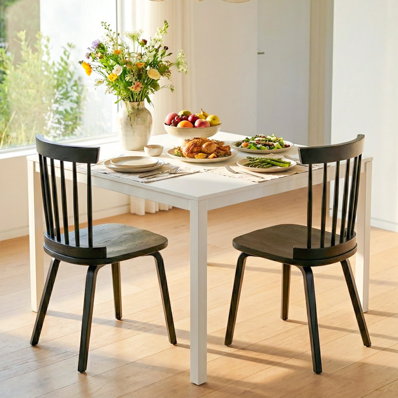 Ensemble de 2 chaises de salle à manger Windsor pour le salon de style broche à l'arrière