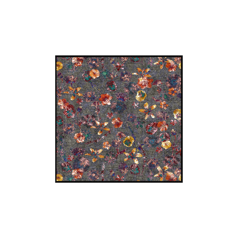 Tapis bleu / rouge en chenille / polyester tissé à la machine Fiorangela, Carré 4 pi