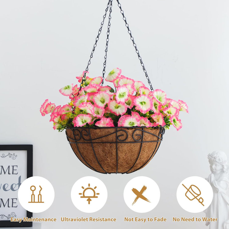 Arrangement en panier, Pétunias roses