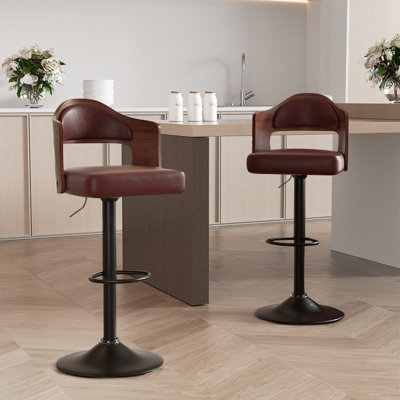 Tabourets de bar pivotants ultrarésistants modernes avec dossier - Chaises de comptoir en cuir PU à hauteur réglable avec repose-pieds, capacité de 550 lb, base antidérapante, rotation à 360 ° pour îlot de cuisine, bar à domicile, café