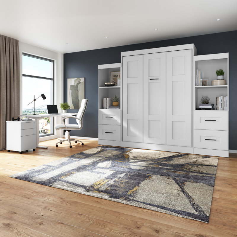 Edge Murphy Storage Bed and Shelving Units with Drawers, Queen