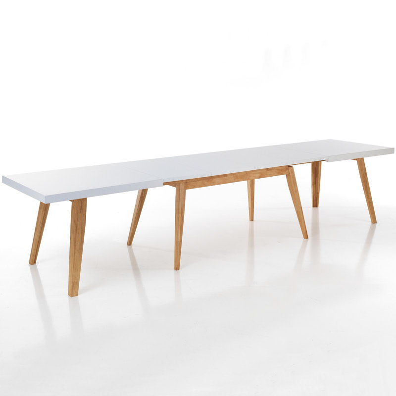 Lundy Extendable Oak Solid Wood Dining Table, Oak
