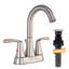 4 in. Centerset 2-Handle Bathroom Sink Faucet with High-Arc Swivel Spout and Drain Assembly, Brushed Nickel-110240596