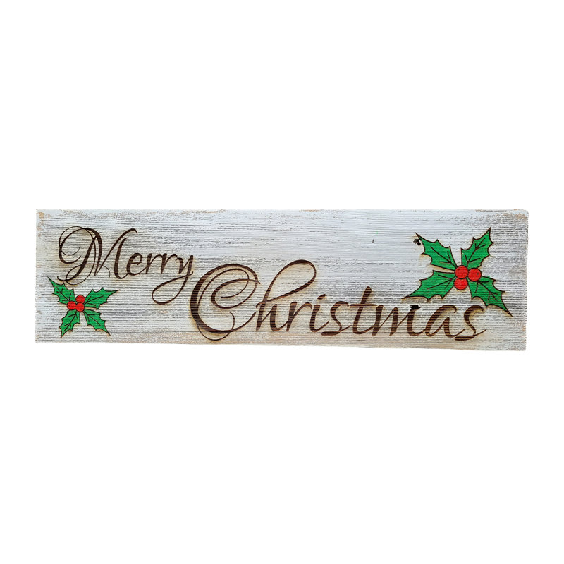 Enseigne gravée « Merry Christmas », Blanc