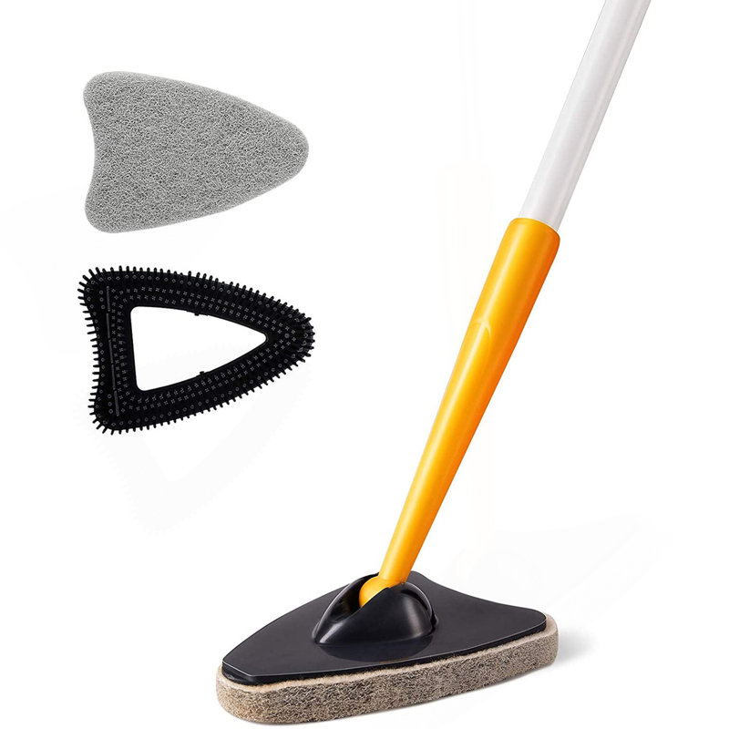 Brosse à récurer pour carrelage de baignoire 2 en 1 Brosse de nettoyage Pole Stiff Bristles Tampons à récurer pour le nettoyage de la cuisine de la salle de bain