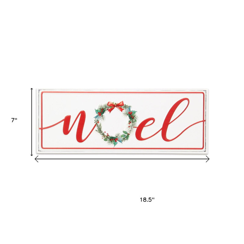 Décoration murale Noël en métal blanc et rouge 7 "X 19"
