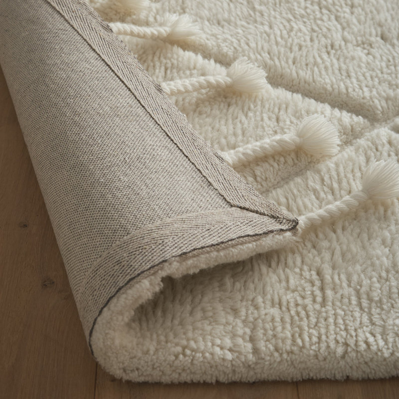 Chequered Wool Machine Tufted Area Rug, Rectangle 200 x 290 cm