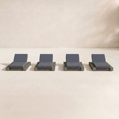 Donnie 39" Acacia Patio Chaise Lounge Set