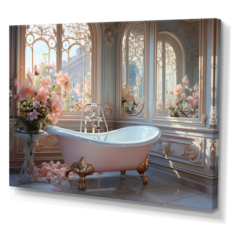 Bathroom Ethereal Glow III - Bathroom Framed Canvas Print, 12" H x 20" W x 1" D, Wrapped Canvas