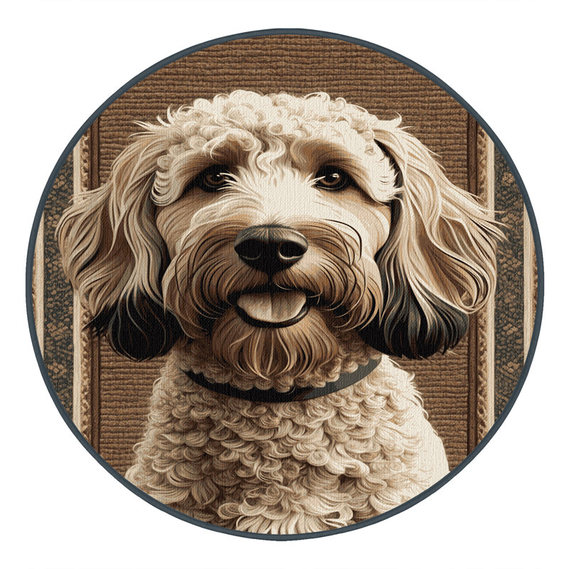  Tapis lavable pour chien d'eau espagnol, Rond 7 pi