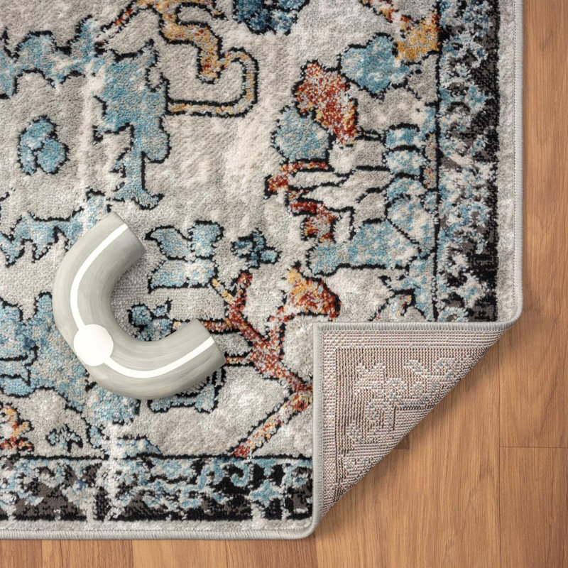 Tapis oriental à motif floral sans perte de poils, Rectangle 7 pi 8 po x 10 pi 0 po