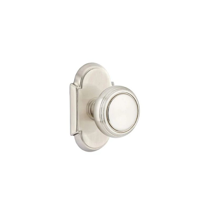 Emtek Passage Interior Mortise Set w/ #8 Rosette & Norwich Knob (RH), Satin Nickel