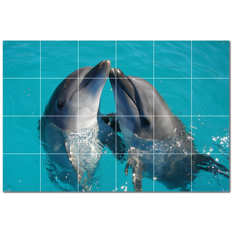 Murale décorative en céramique 4,25 po x 4,25 po Dolphin Photo