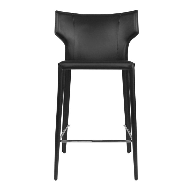 Katlyne Upholstered Counter Stool with Metal Frame, Black