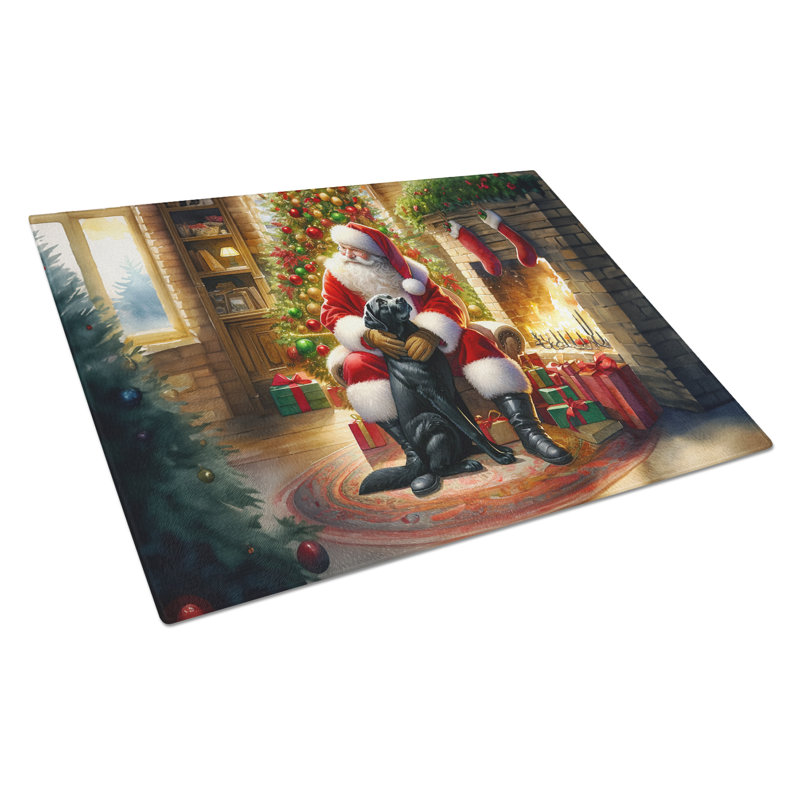 Planche à découper en verre Labrador Retriever and Santa Claus