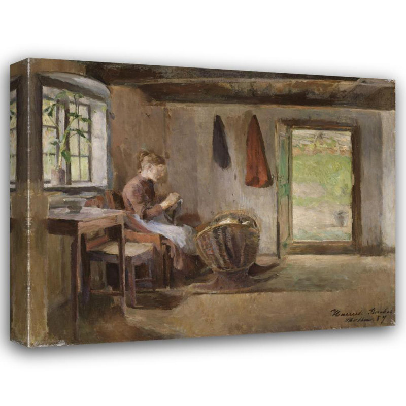 «Farm Interior, Skotta in Bærum» par Harriet Backer - Art mural sur toile tendue avec châssis, H 40 po x l 28 po